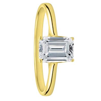 Bague de Fiançailles Solitaire Diamant de Synthèse Forme Émeraude 1,00 ct en Or Jaune 750, Taille 54 - Ocarat