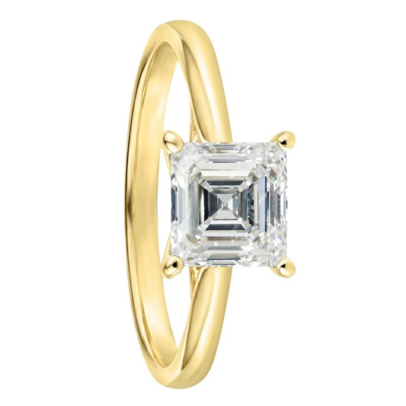 Bague de Fiançailles Solitaire Diamant de Synthèse Forme Princesse 1,00 ct en Or Jaune 750, Taille 54 - Ocarat