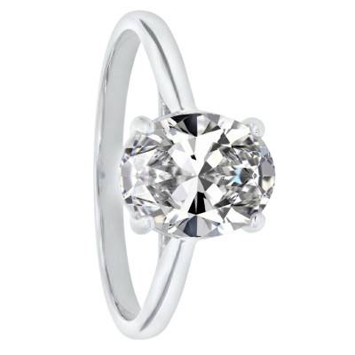 Bague Solitaire Diamant Ovale de Synthèse 1,50 ct en Or Blanc 750 - Amore