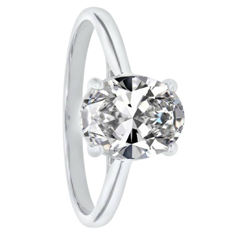 Bague Solitaire Diamant Ovale de Synthèse 1,50 ct en Or Blanc 750, Taille 54 - Ocarat