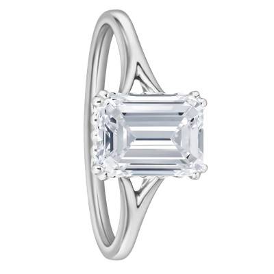 750/1000 White Gold Emerald-Cut Lab-Grown Diamond Solitaire Ring 1,50 ct, Size 54 - Ocarat