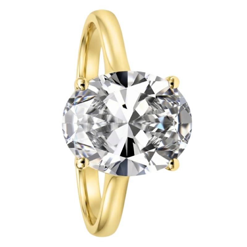750/1000 Yellow Gold Oval Lab-Grown Diamond Solitaire Ring 3,00 cts, Size 54 - Ocarat