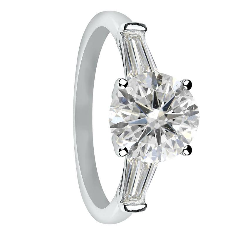Bague Solitaire Épaulé Diamant de Synthèse 2,00 ct en Or Blanc 750, Taille 54 - Ocarat
