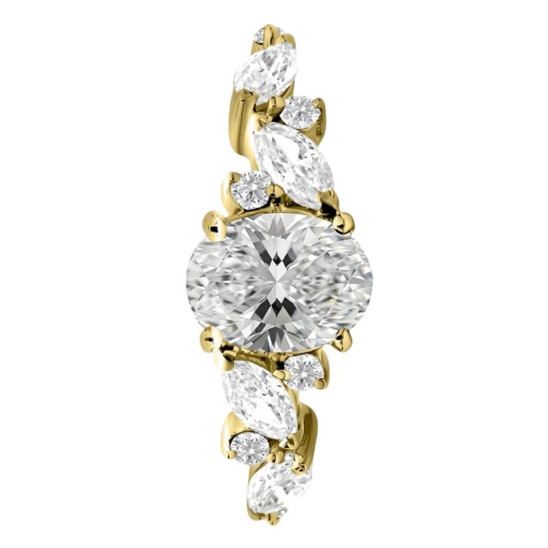 Bague de Fiançailles Diamants de Synthèse 1,67 ct en Or Jaune 750, Taille 54 - Ocarat