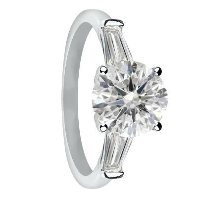 Bague Solitaire Epaulé Diamants de Synthèse 4,50 ct en Or Blanc 750, Taille 54 - Ocarat