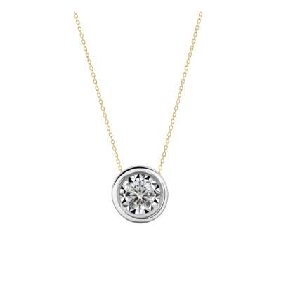 Two-Tone 375/1000 Gold & Bezel-Set Diamond 0.10 ct Necklace, Adjustable Length 40 cm - Ocarat