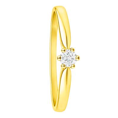 375 Yellow Gold 0.05 ct Diamond 6-Prong Solitaire Ring - Amore
