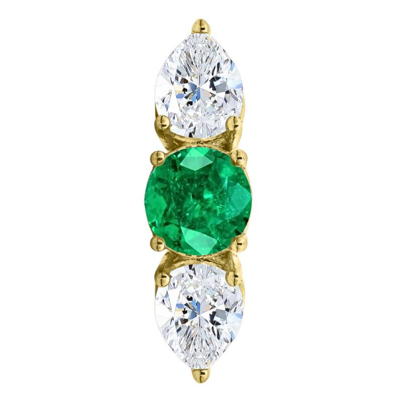 750/1000 Yellow Gold Emerald & Lab-Grown Diamond Shouldered Solitaire Ring 0.60 ct Size 54 - Ocarat