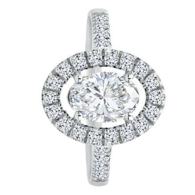 Bague Solitaire Accompagné Diamant 1ct Certifié IGI & Diamants de Synthèse 0,41 ct, en Or Blanc 750, Taille 53 - Ocarat