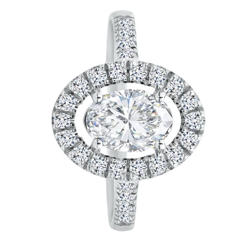 Bague Solitaire Accompagné Diamant 1ct Certifié IGI & Diamants de Synthèse 0,41 ct, en Or Blanc 750, Taille 53 - Ocarat