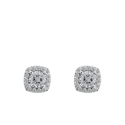 Boucles d'Oreilles Coussin Diamants de Synthèse en Or Blanc 750 - Ocarat