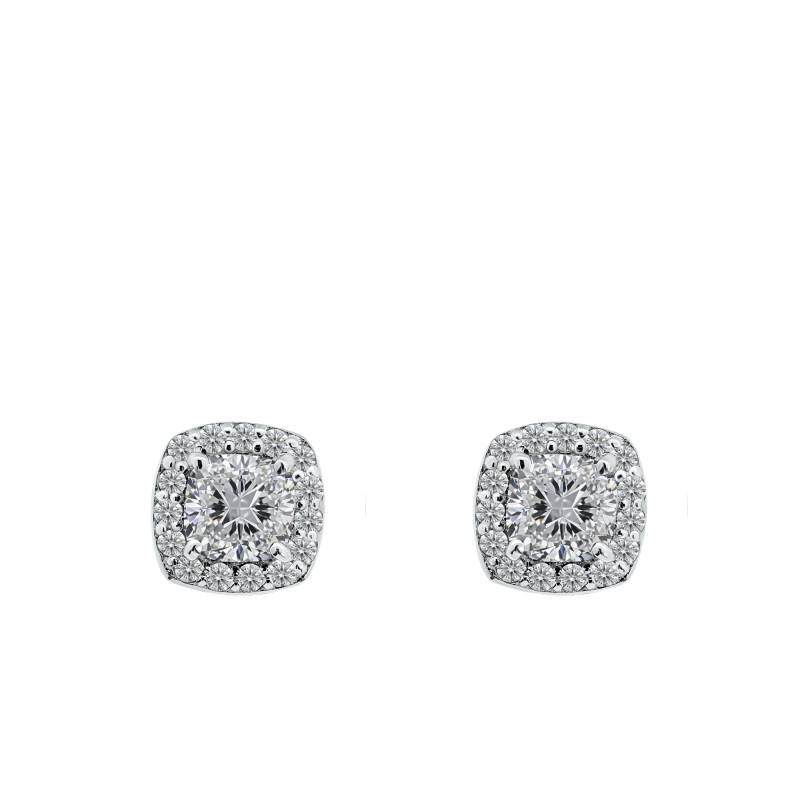 750/1000 White Gold Lab-Grown Diamond Cushion Stud Earrings 1.80 ct - Ocarat