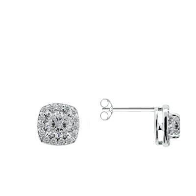Boucles d'Oreilles Coussin Diamants de Synthèse en Or Blanc 750 - Ocarat