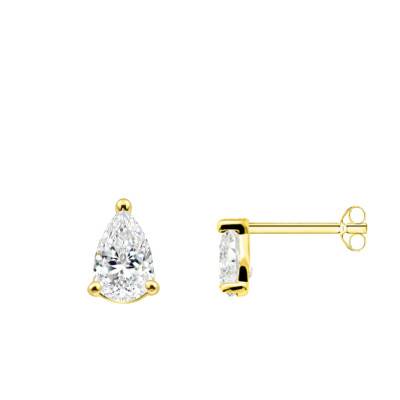 Boucles d'Oreilles Puces Diamants de Synthèse Poire 2 x 0,36 ct en Or Jaune 750 - Ocarat