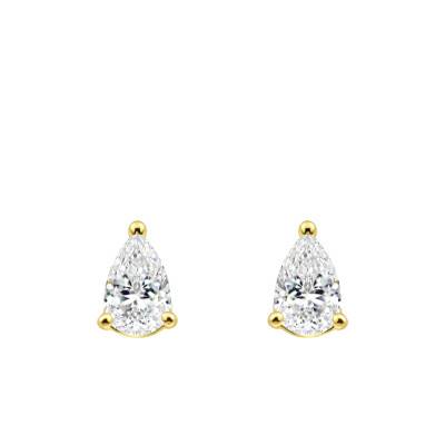 Boucles d'Oreilles Puces Diamants de Synthèse Poire 2 x 0,36 ct en Or Jaune 750 - Ocarat