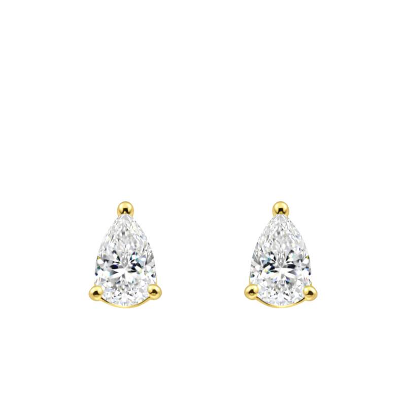 Boucles d'Oreilles Puces Diamants de Synthèse Poire 2 x 0,36 ct en Or Jaune 750 - Ocarat