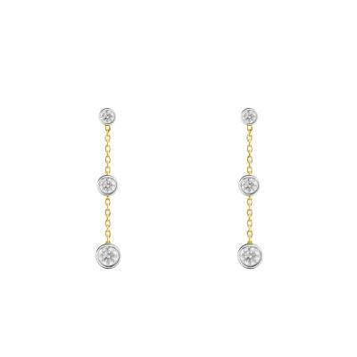 Boucles d'Oreilles Pendantes Diamants Clos 2 x 0,14 ct en 2 Ors 375 - Diamond Lady