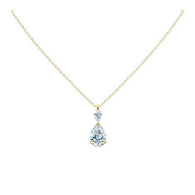 750/1000 Yellow Gold Pear Lab-Grown Diamond 0.46 ct Necklace, Adjustable Length 40-42 cm - Ocarat