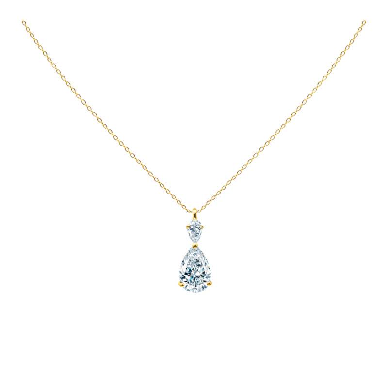750/1000 Yellow Gold Pear Lab-Grown Diamond 0.46 ct Necklace, Adjustable Length 40-42 cm - Ocarat