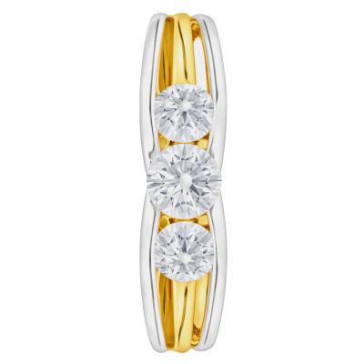 Bague de Fiançailles Diamants de Synthèse 0,61 ct en 2 Ors Jaune et Blanc 750, Taille 54 - Ocarat