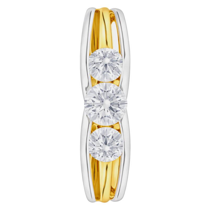 Bague de Fiançailles Diamants de Synthèse 0,61 ct en 2 Ors Jaune et Blanc 750, Taille 54 - Ocarat