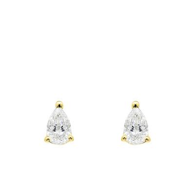 750/1000 Yellow Gold Pear Lab-Grown Diamond 2 x 0.50 ct Drop Earrings - Ocarat