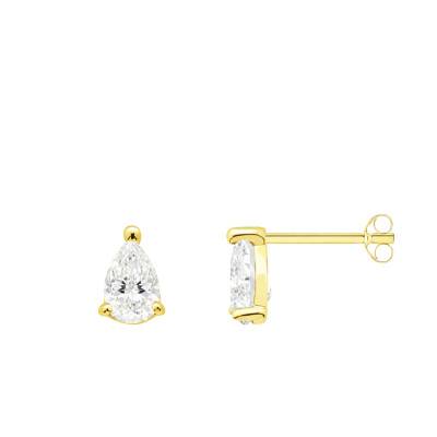750/1000 Yellow Gold Pear Lab-Grown Diamond 2 x 0.50 ct Drop Earrings - Ocarat