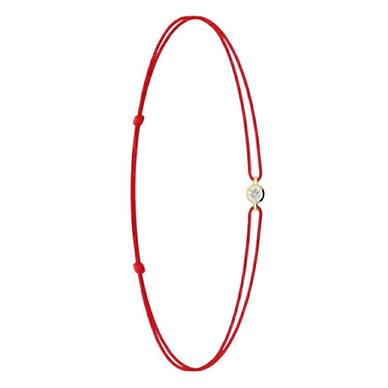 Bracelet Cordon Rouge Diamant de Synthèse 0,08 ct en Or Jaune 750 - Ocarat
