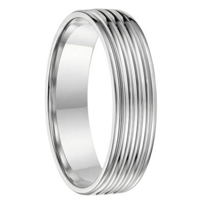 950/1000 Palladium Standard Fantasy Grooved Wedding Ring, Width 5,00 mm - Fair'Belle