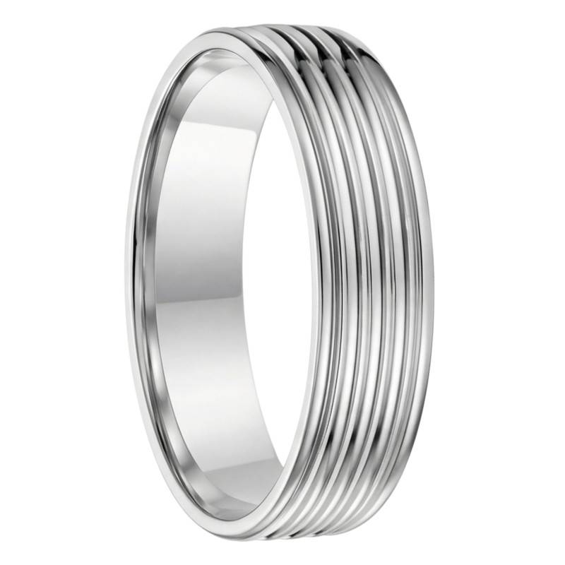 950/1000 Palladium Standard Fantasy Grooved Wedding Ring, Width 5,00 mm - Fair'Belle