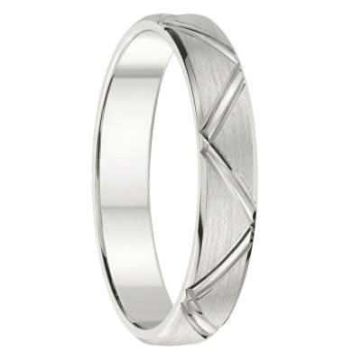 Fair'Belle Palladium 950 Brushed Fancy & Striped Wedding Ring 4.00 mm - Fair'Belle