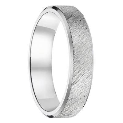 950/1000 Palladium Standard Ribbon Frosted Finish Wedding Ring, Width 4,00 mm - Fair'Belle