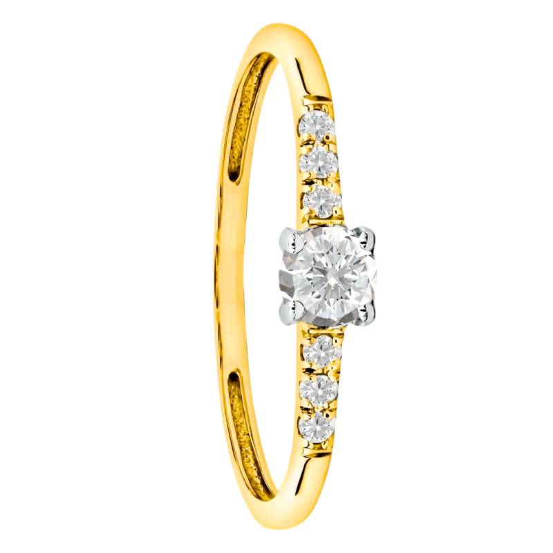Diamond-Accented Solitaire Ring, 375/1000 Yellow Gold, Size 55 - Ocarat
