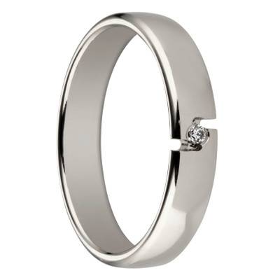 Alliance Demi-Jonc Serti Diamant HSI 0,017ct en Palladium 950, Largeur 4,00 mm - Fair'Belle