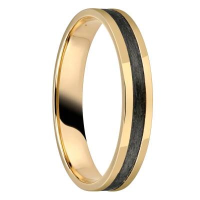 Alliance Ruban Fantaisie en Carbone et Or Jaune 750, Largeur 4,00 mm - Fair'Belle