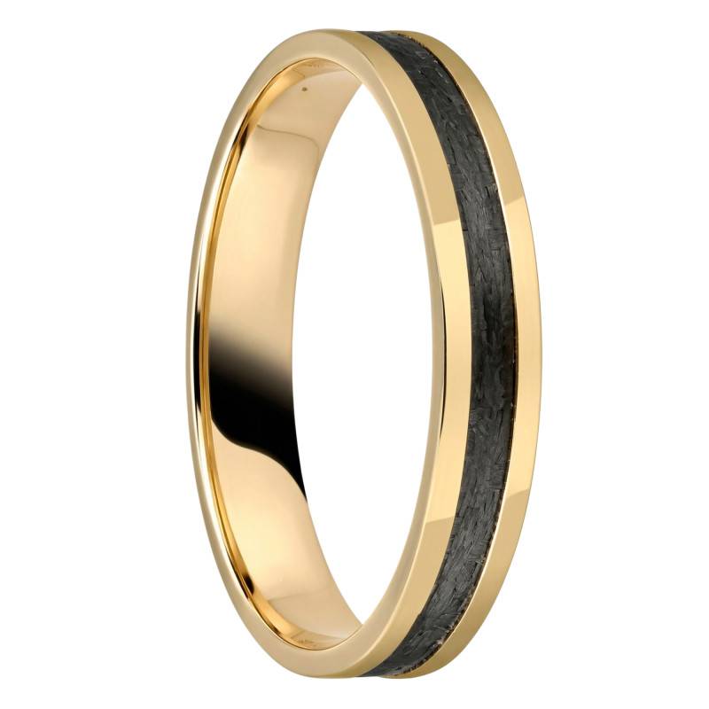 Alliance Ruban Fantaisie en Carbone et Or Jaune 750, Largeur 4,00 mm - Fair'Belle