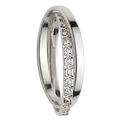 375/1000 White Gold Interlaced Rings Diamond-Cut and Polished Wedding Ring, Width 2,00 mm - Fair'Belle