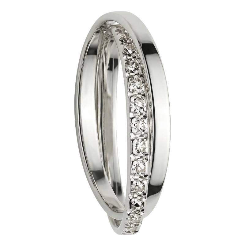 375/1000 White Gold Interlaced Rings Diamond-Cut and Polished Wedding Ring, Width 2,00 mm - Fair'Belle