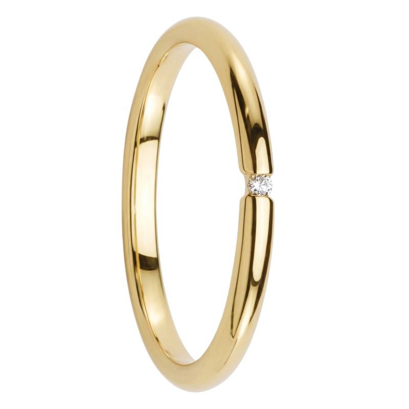 375/1000 Yellow Gold Half-Round Round Diamond 0,013 ct Wedding Ring, Width 2,00 mm - Fair'Belle