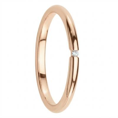 375/1000 Rose Gold Round Diamond 0.013 ct Half-Shank Wedding Ring, Width 2.00 mm - Fair'Belle
