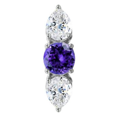 Solitaire Épaulé Tanzanite & Diamants de Synthèse 0,60 ct en Or Blanc 750, Taille 54 - Ocarat