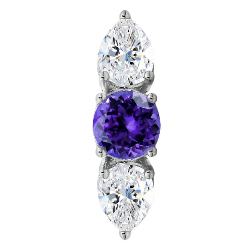 750/1000 White Gold Tanzanite & Lab-Grown Diamond Shouldered Solitaire 0,60 ct, Size 54 - Ocarat