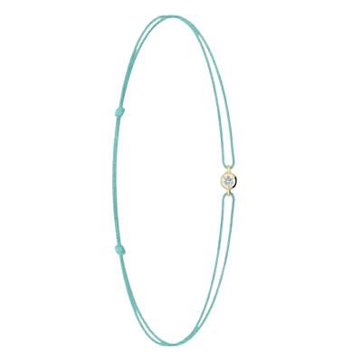 750/1000 Yellow Gold Seafoam Cord Bracelet with 0.08 ct Lab-Grown Diamond, Adjustable Length - Ocarat