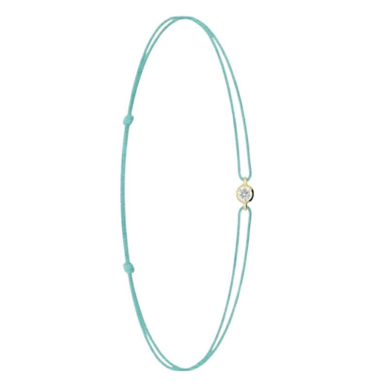 750/1000 Yellow Gold Seafoam Cord Bracelet with 0.08 ct Lab-Grown Diamond, Adjustable Length - Ocarat