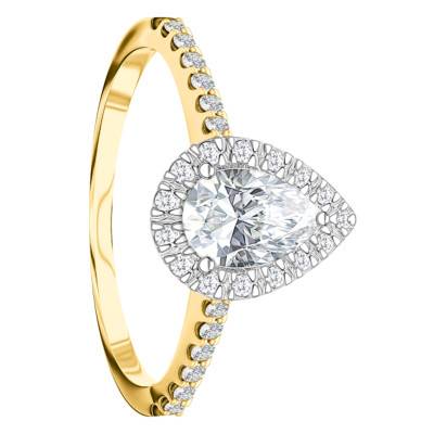 Solitaire Accompagné Diamants de Synthèse 0,85 ct en 2 Ors 750, Taille 54 - Ocarat
