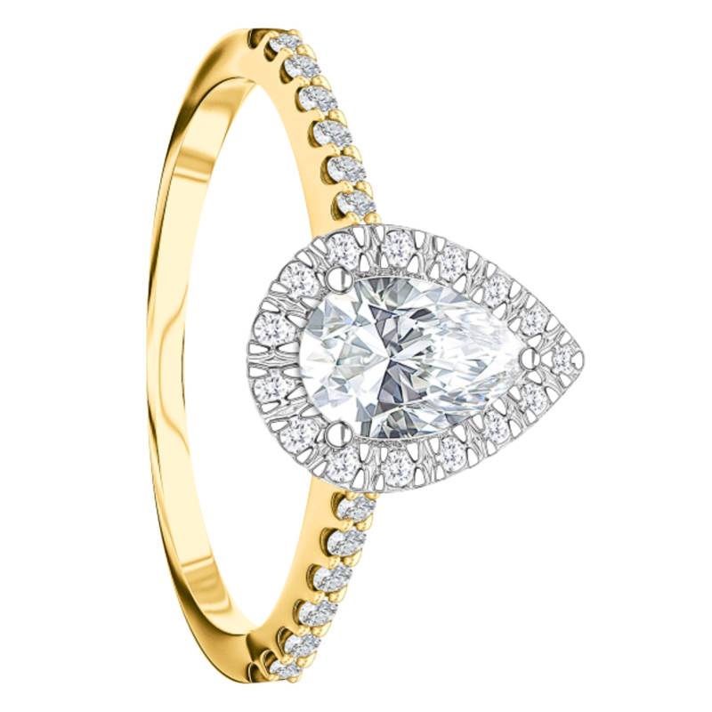 Solitaire Accompagné Diamants de Synthèse 0,85 ct en 2 Ors 750, Taille 54 - Ocarat