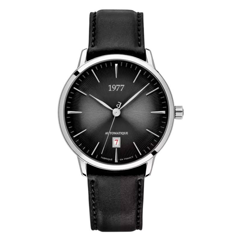 EDMOND Black Silver Leather Watch 1977P01133 - 1977