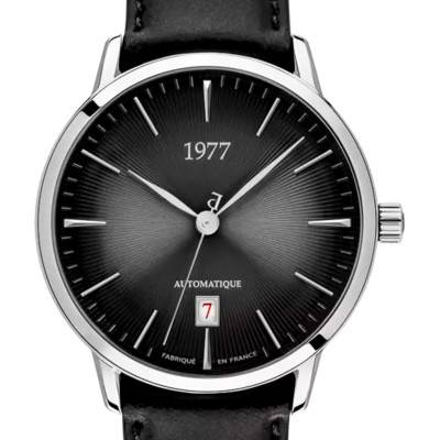 EDMOND Black Silver Leather Watch 1977P01133 - 1977