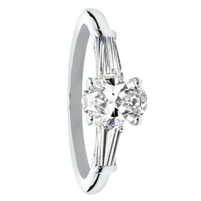 Solitaire Épaulé Diamants de Synthèse 1,25 ct en Or Blanc 750, Taille 54 - Ocarat