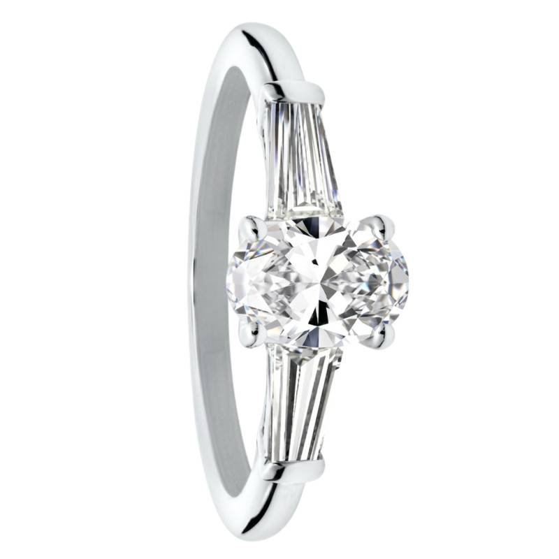 Solitaire Épaulé Diamants de Synthèse 1,25 ct en Or Blanc 750, Taille 54 - Ocarat